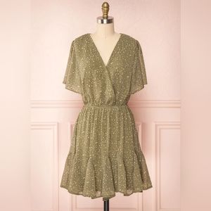She + Sky green patterned faux-wrap dress, size L